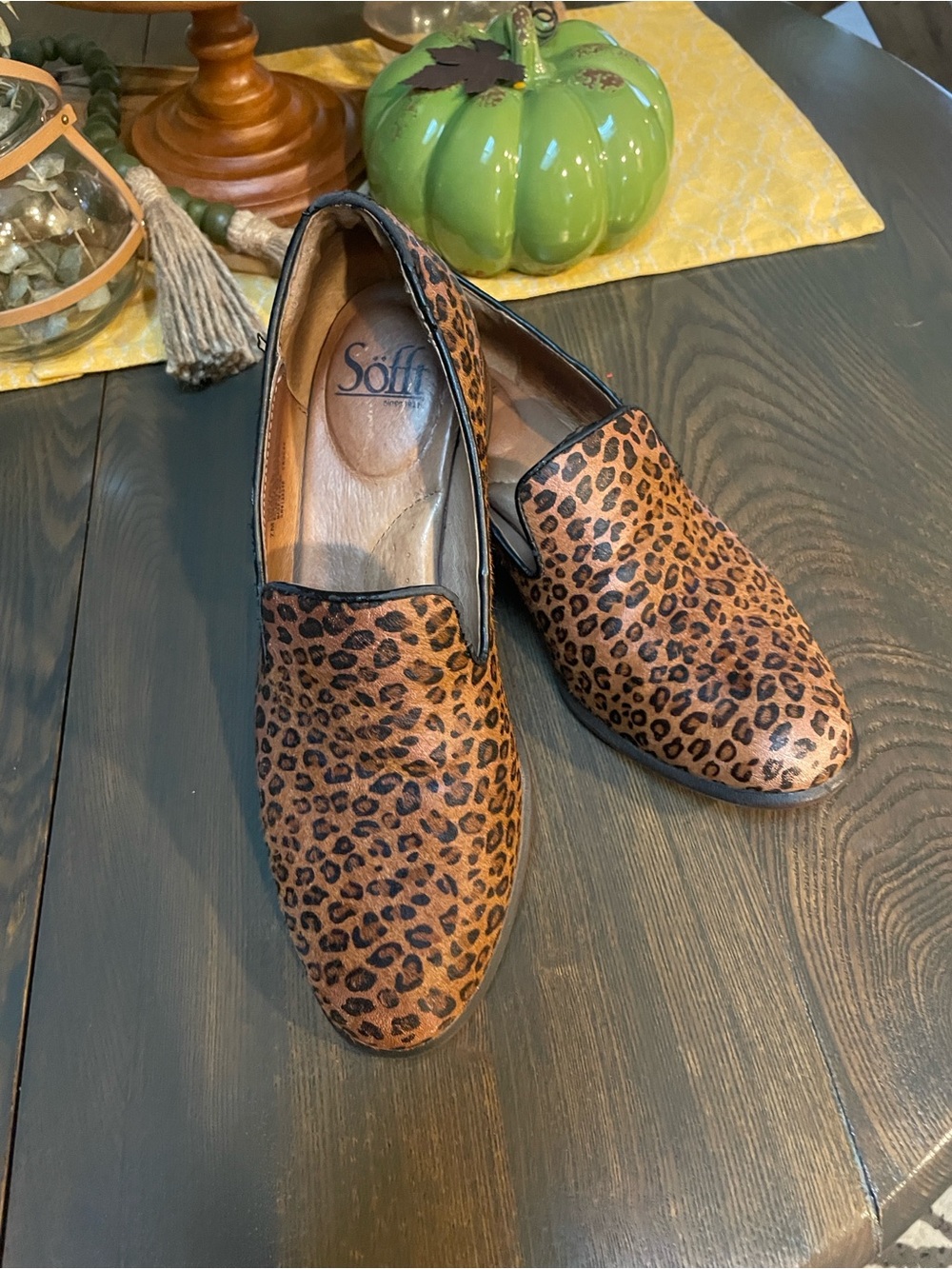 Sofft Leopard Print Suede Loafers - Brown & Black
